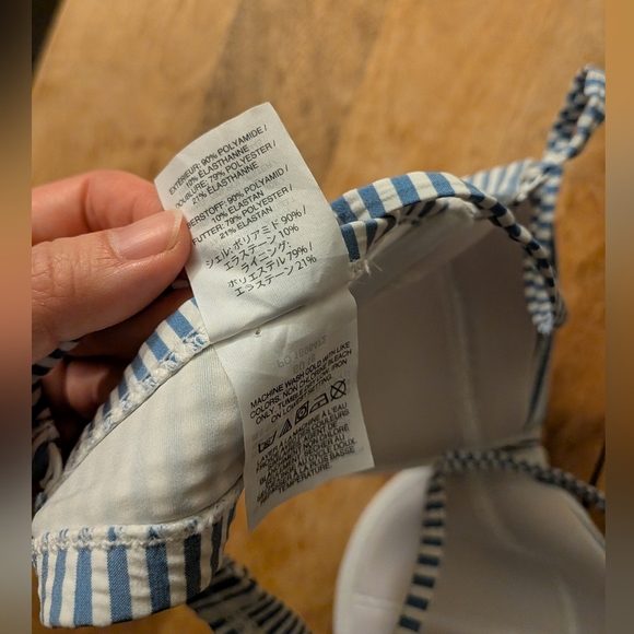 J Crew Striped Seersucker Bikini Top 34D - Picture 7 of 8